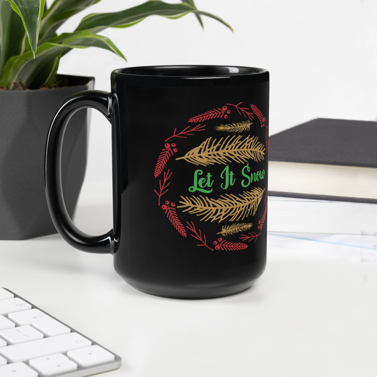 Let It Snow - Black Glossy Mug