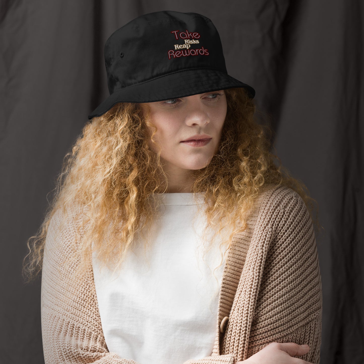 Take-Risks-Reap-Rewards - Organic bucket hat