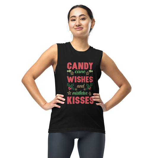 Candy Cane Wishes And Mistletoe Kisses - Muscle Shirt