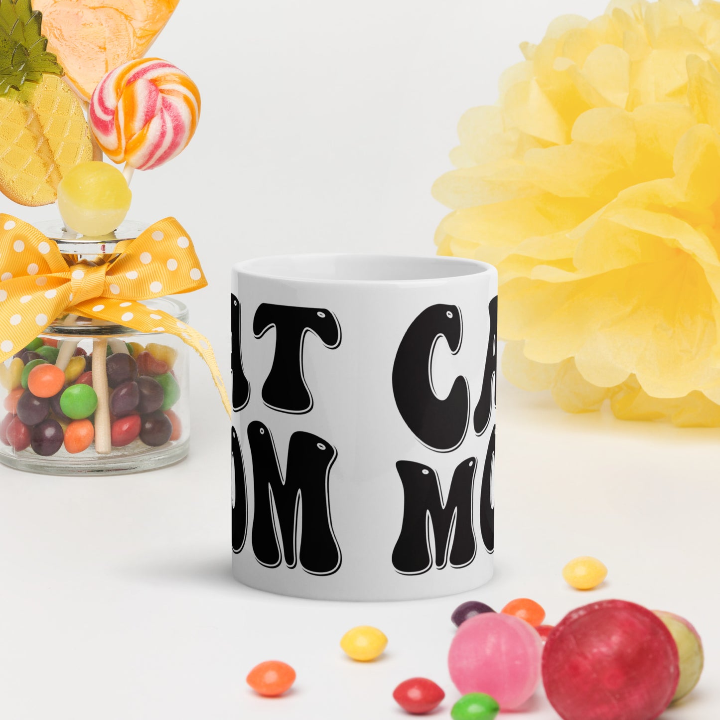 Cat Mom - White glossy mug