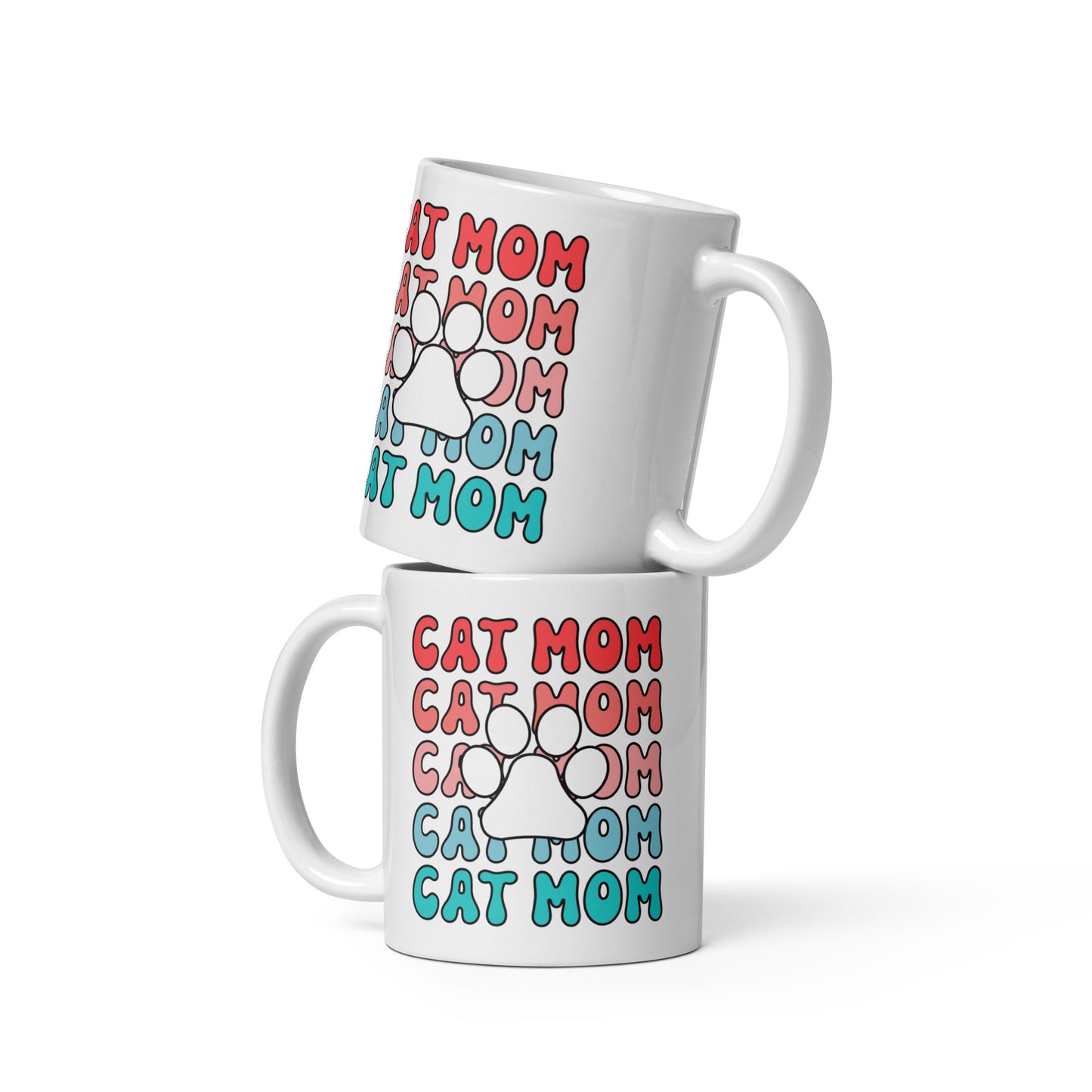 Cat Mom - White glossy mug