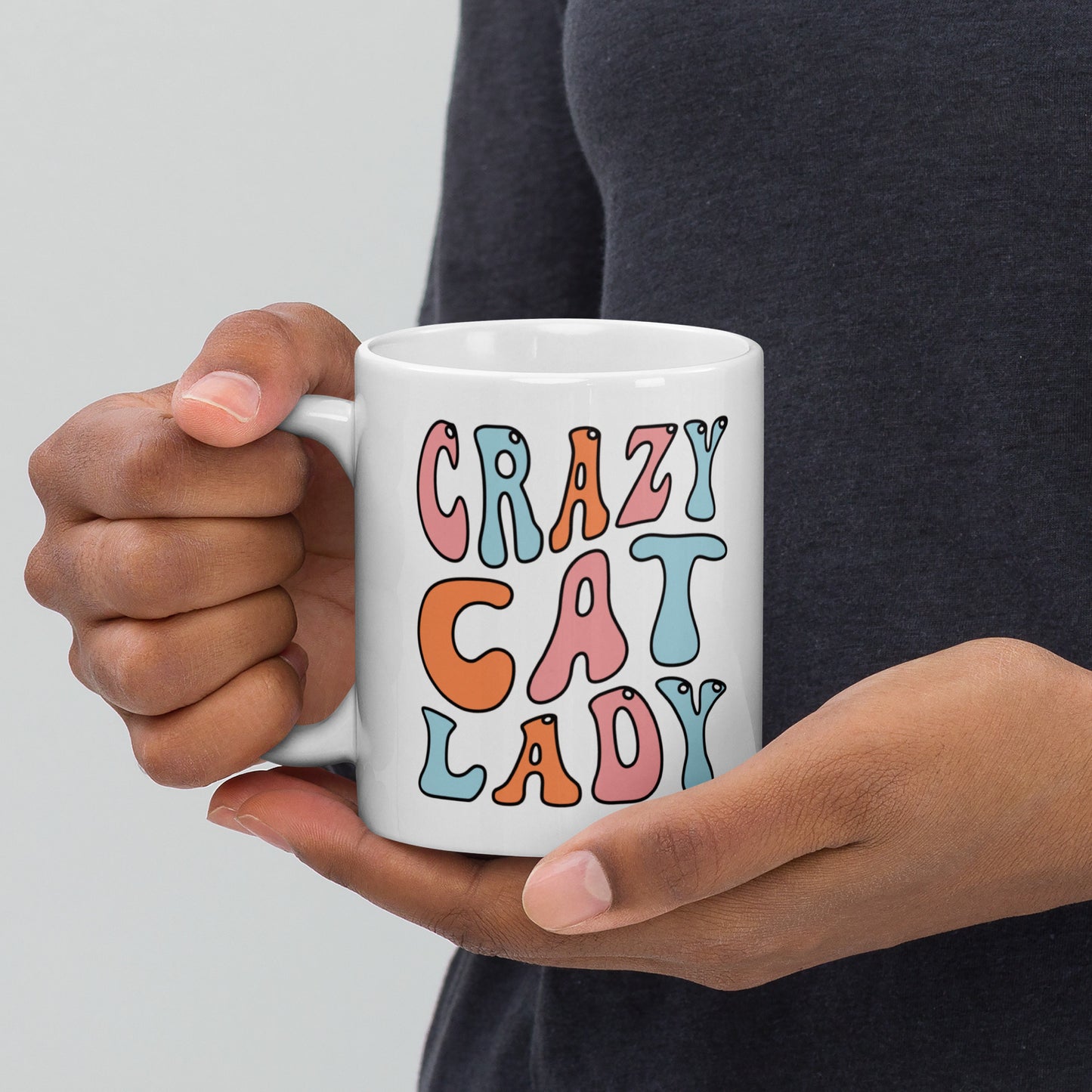 Crazy Cat Mom - White glossy mug