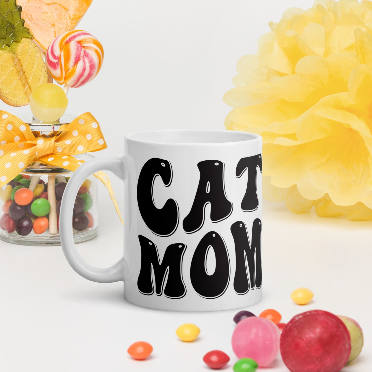 Cat Mom - White glossy mug