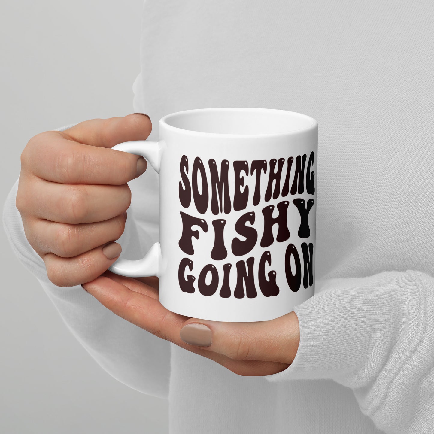 Something Fishy Going On - White glossy mug