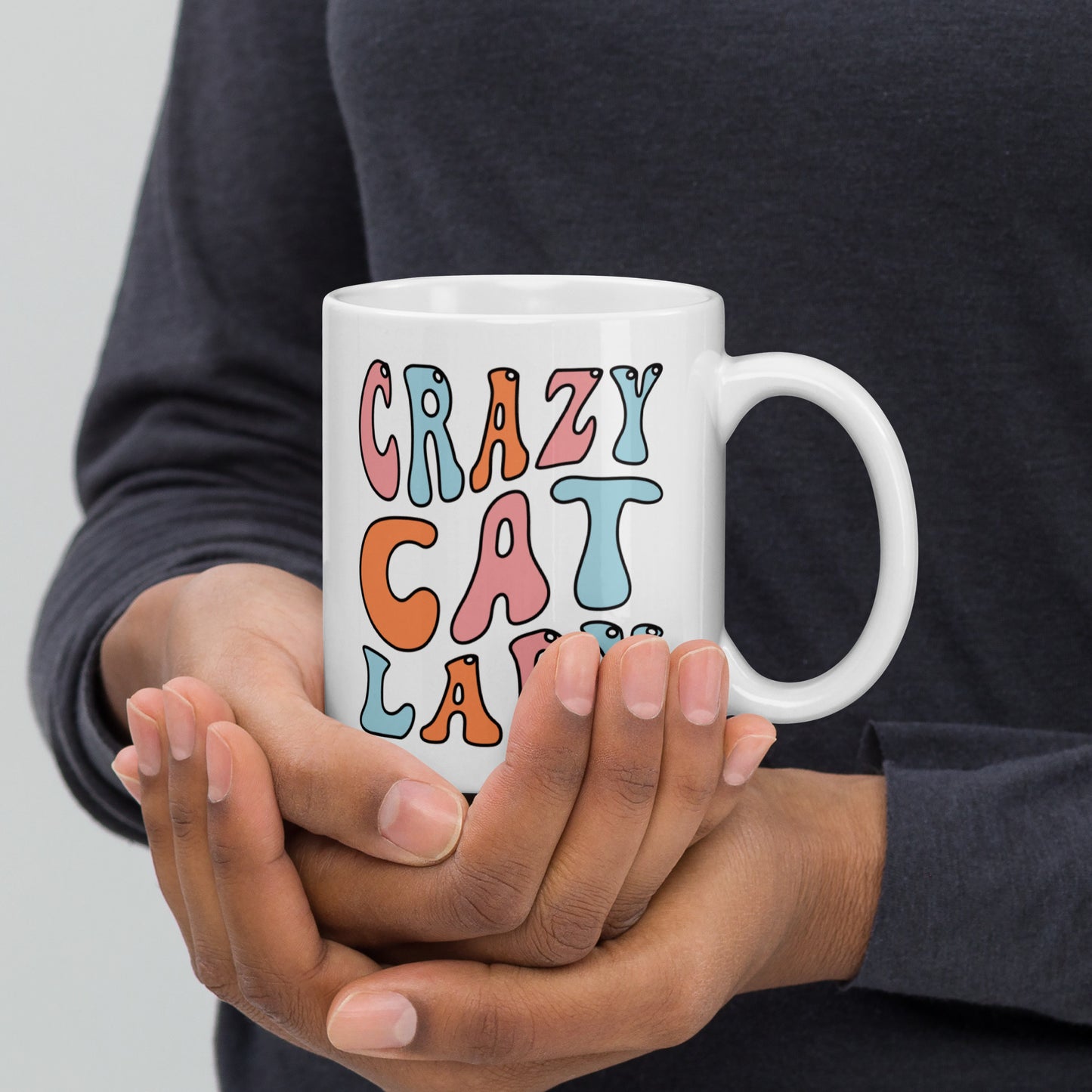 Crazy Cat Mom - White glossy mug