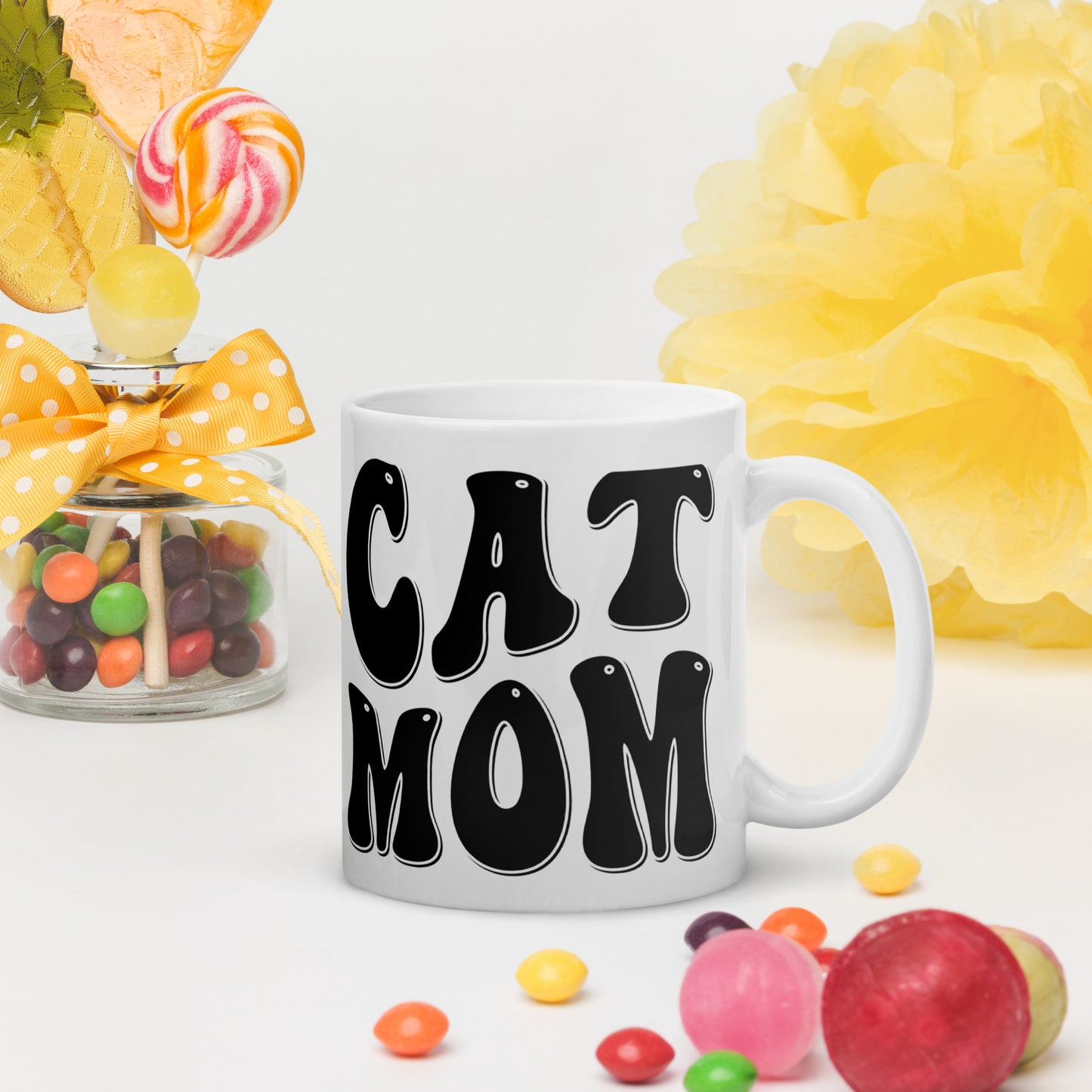 Cat Mom - White glossy mug