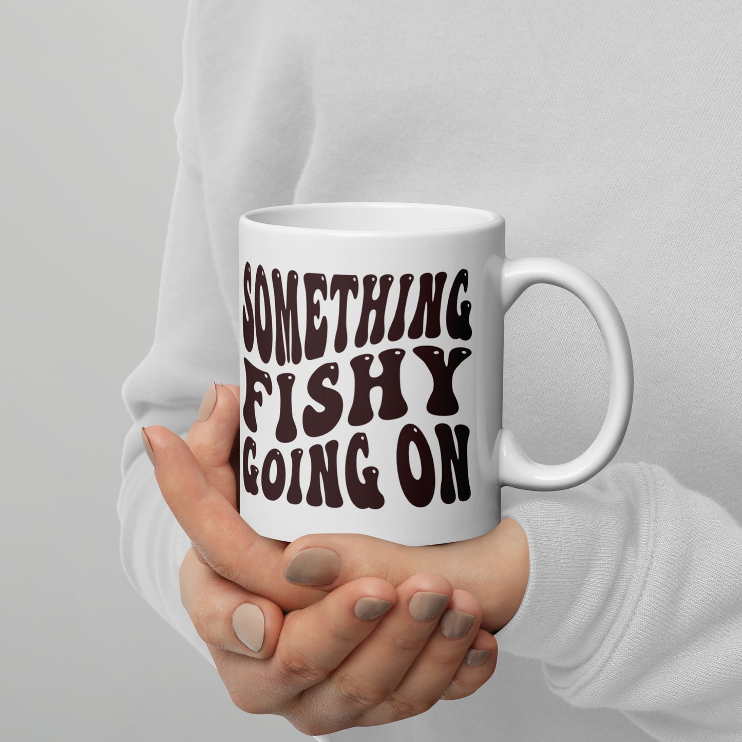 Something Fishy Going On - White glossy mug