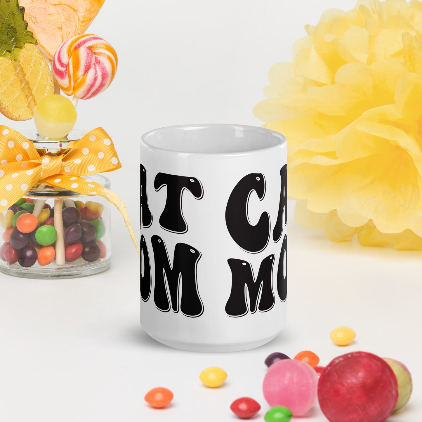 Cat Mom - White glossy mug