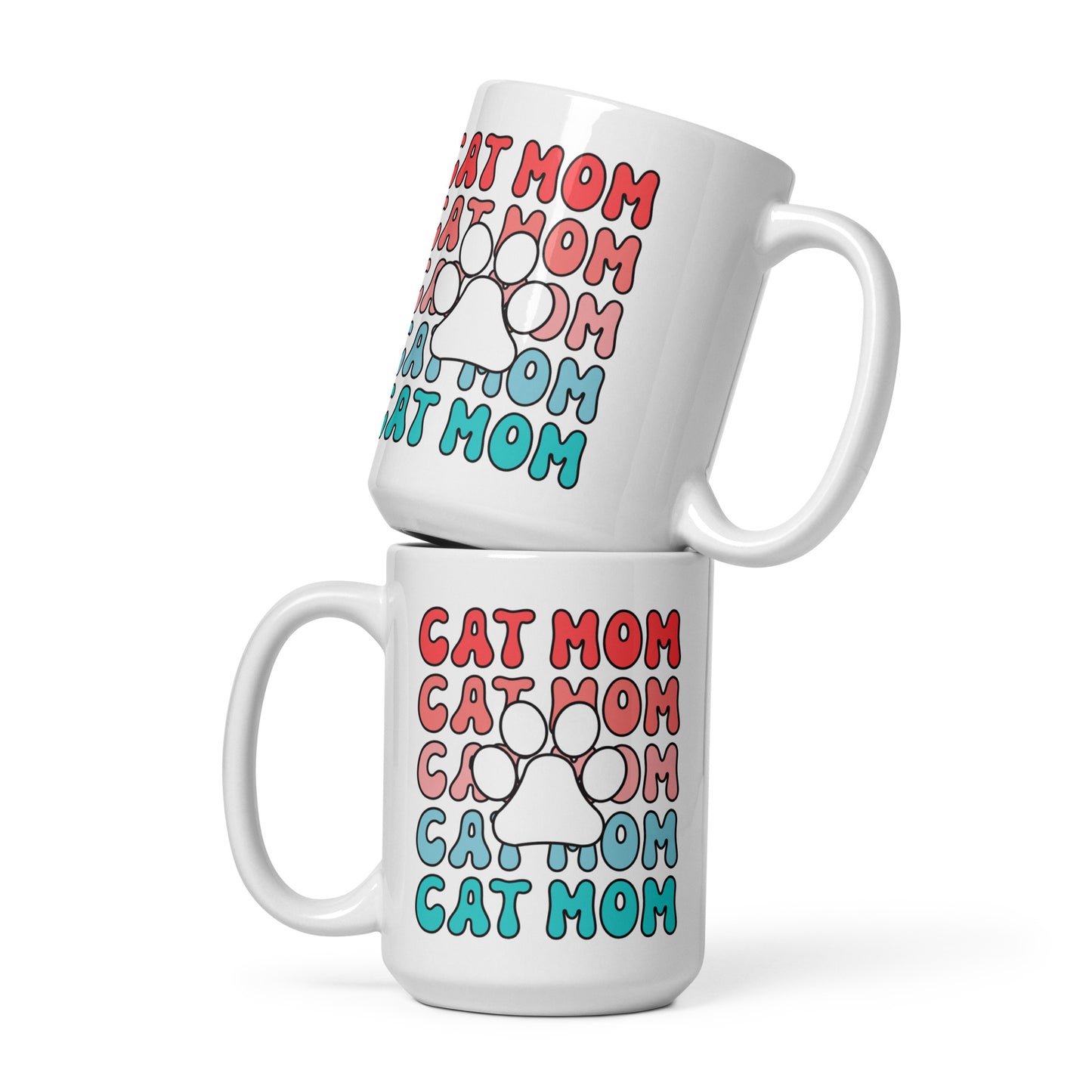 Cat Mom - White glossy mug