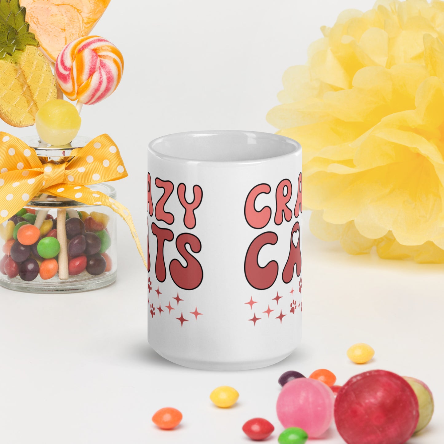 Crazy Cats - White glossy mug