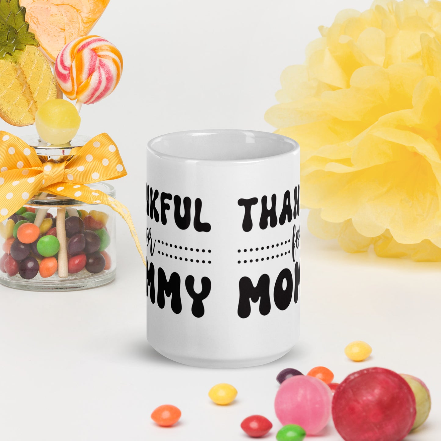 Thankful For Mommy - White glossy mug