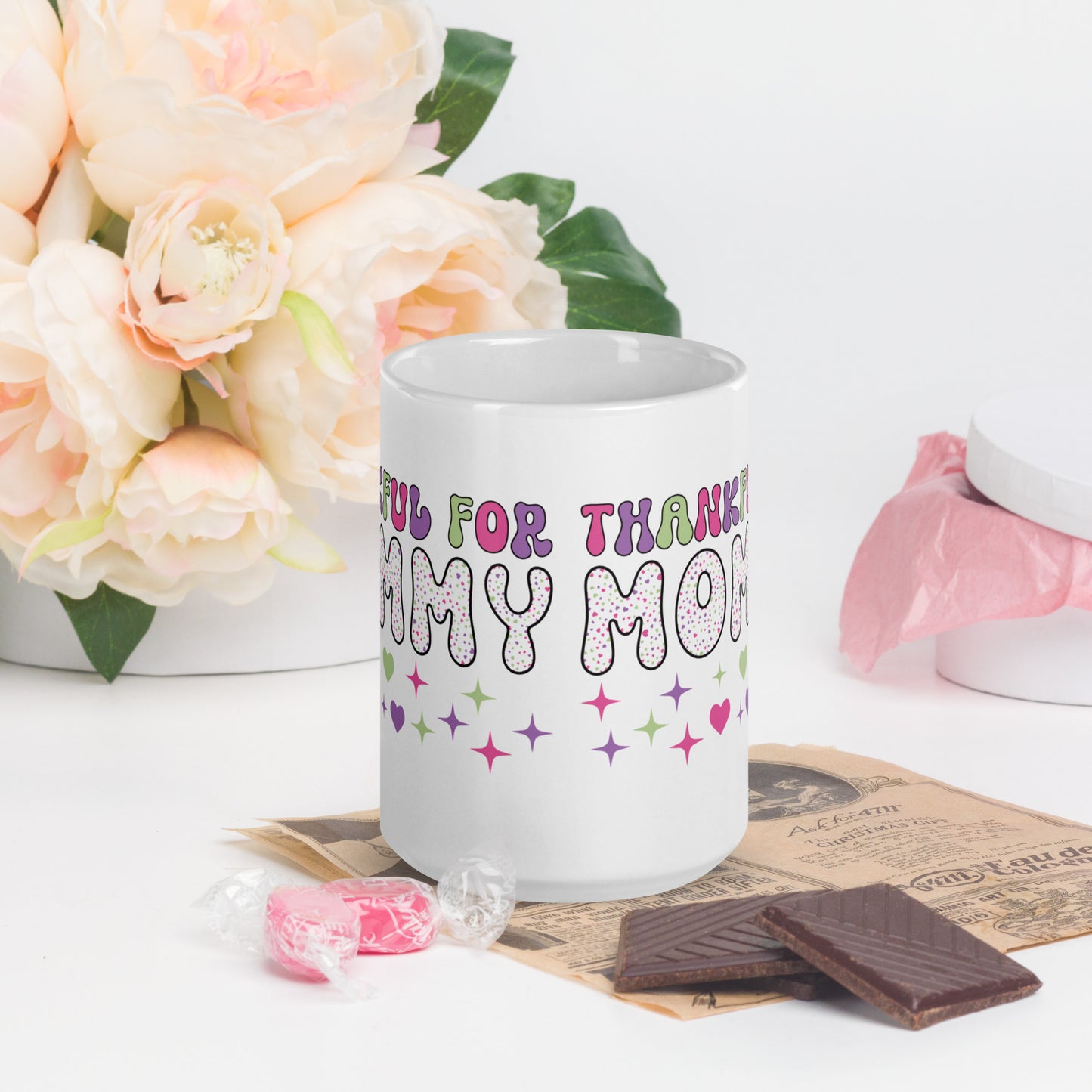 Thankful For Mommy - White glossy mug