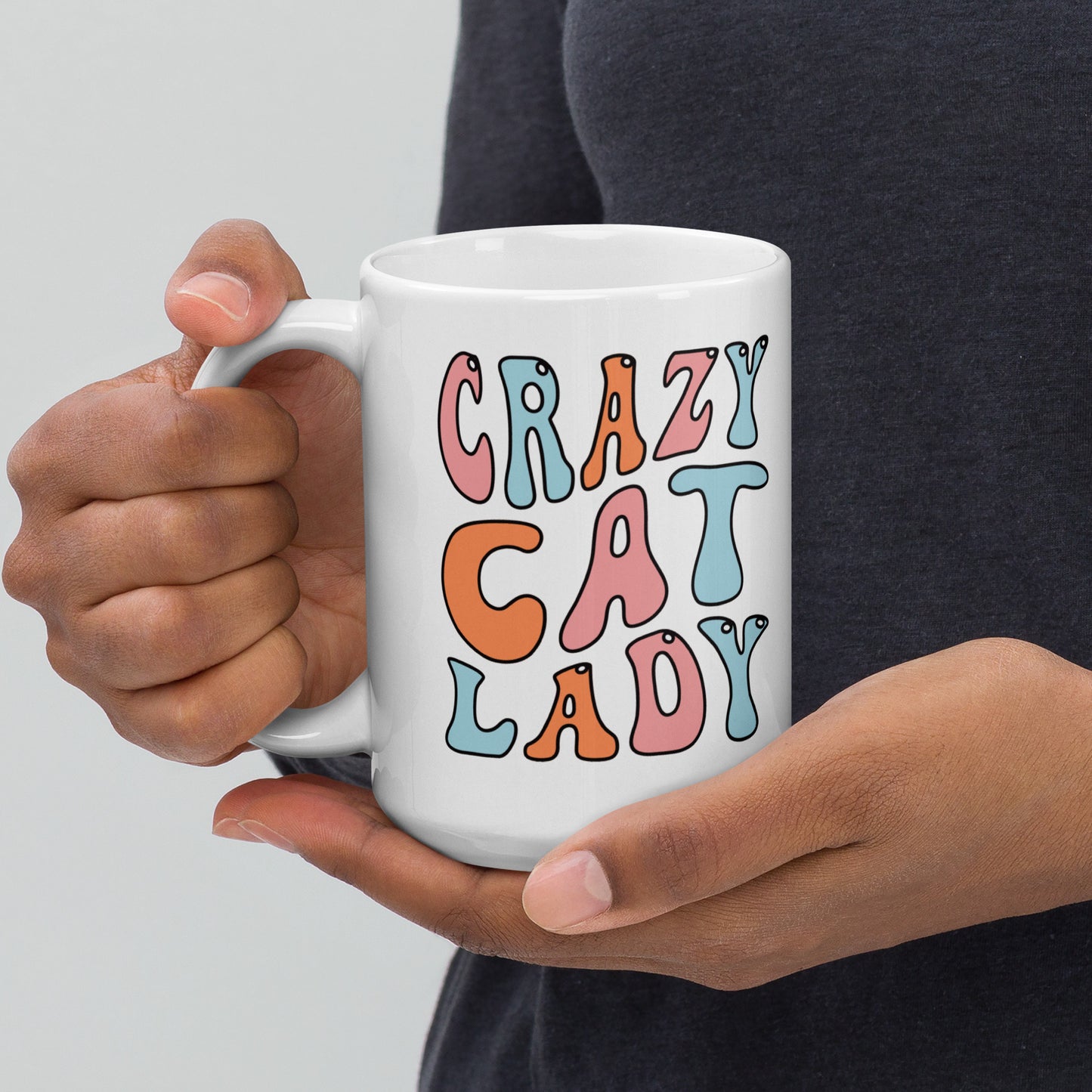 Crazy Cat Mom - White glossy mug