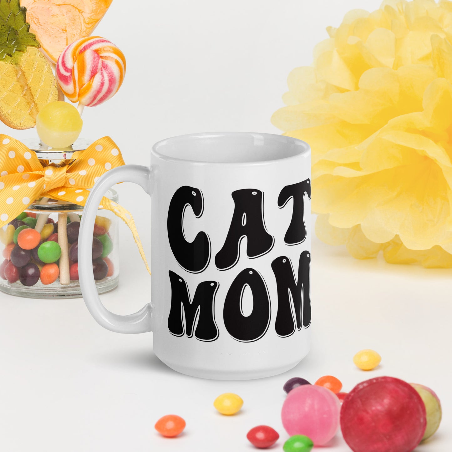 Cat Mom - White glossy mug