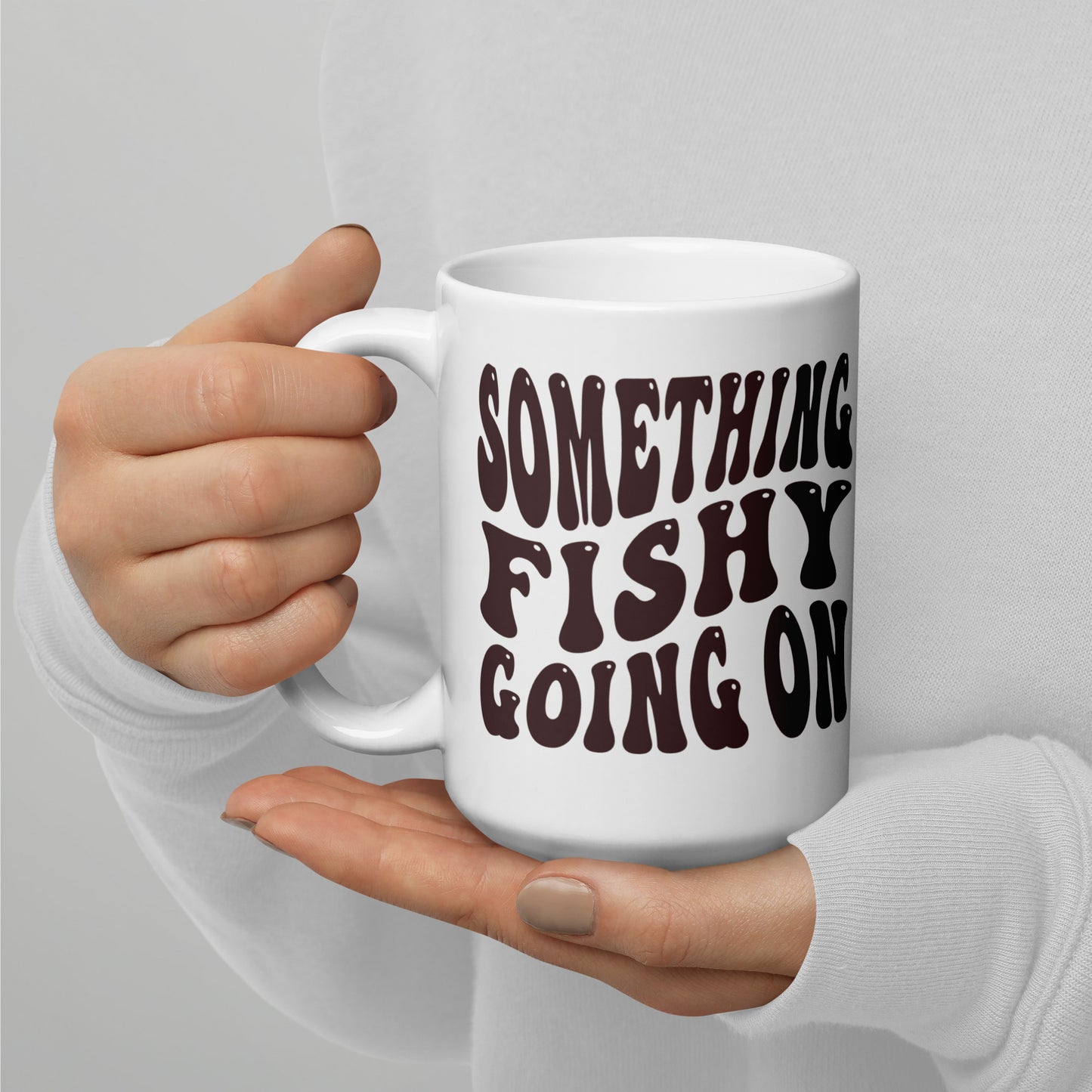 Something Fishy Going On - White glossy mug