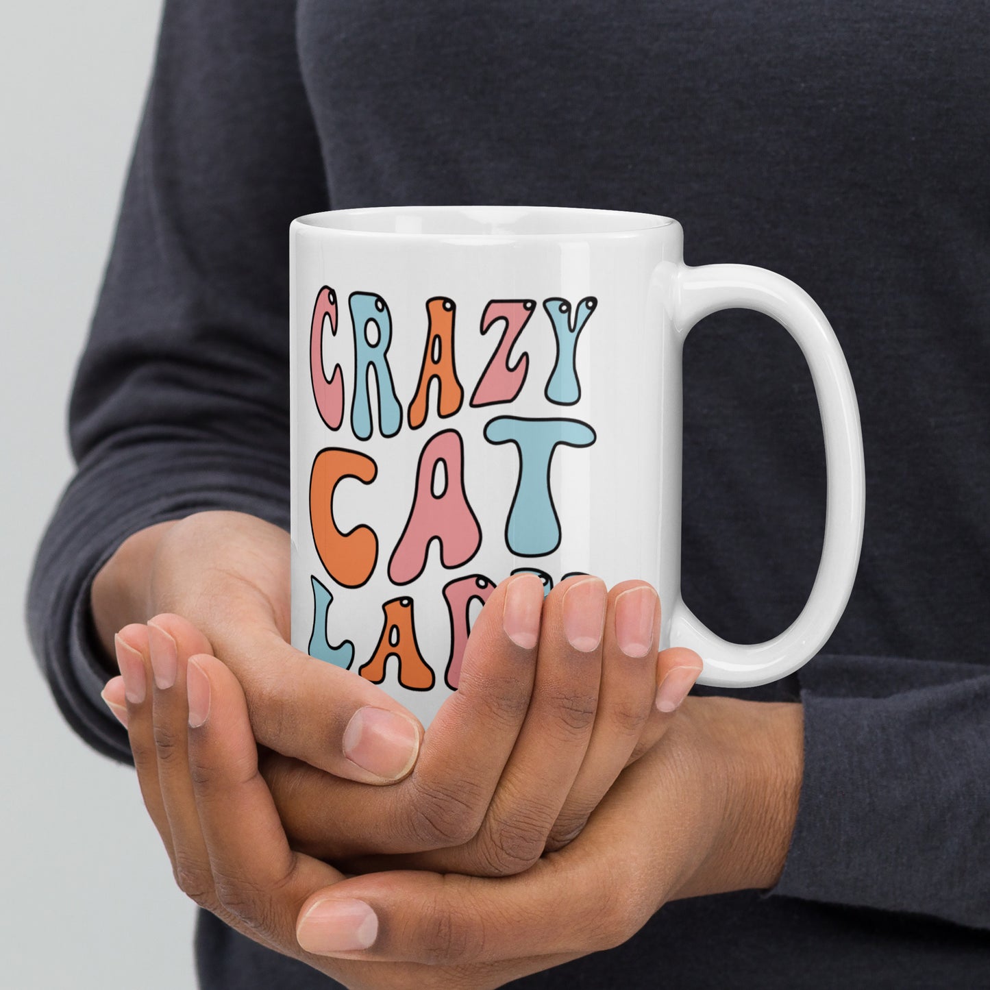 Crazy Cat Mom - White glossy mug