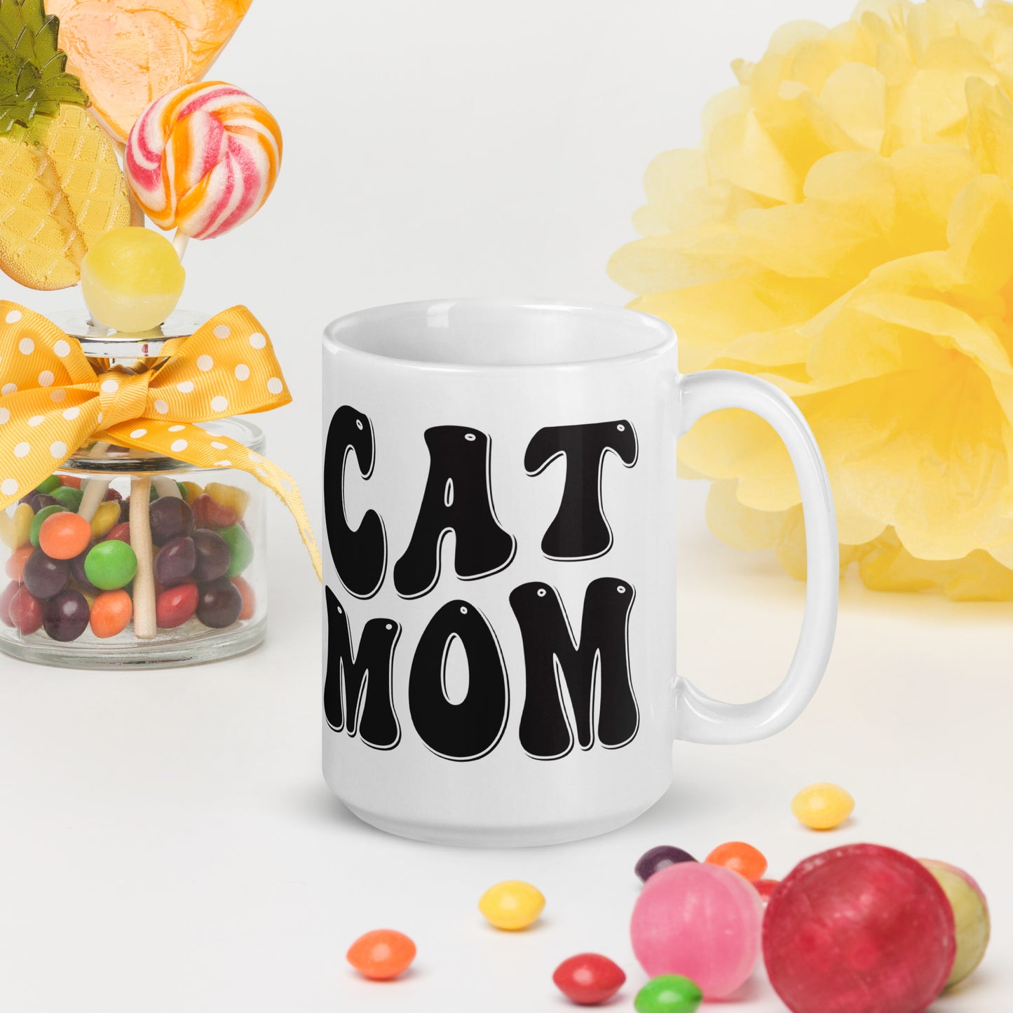 Cat Mom - White glossy mug