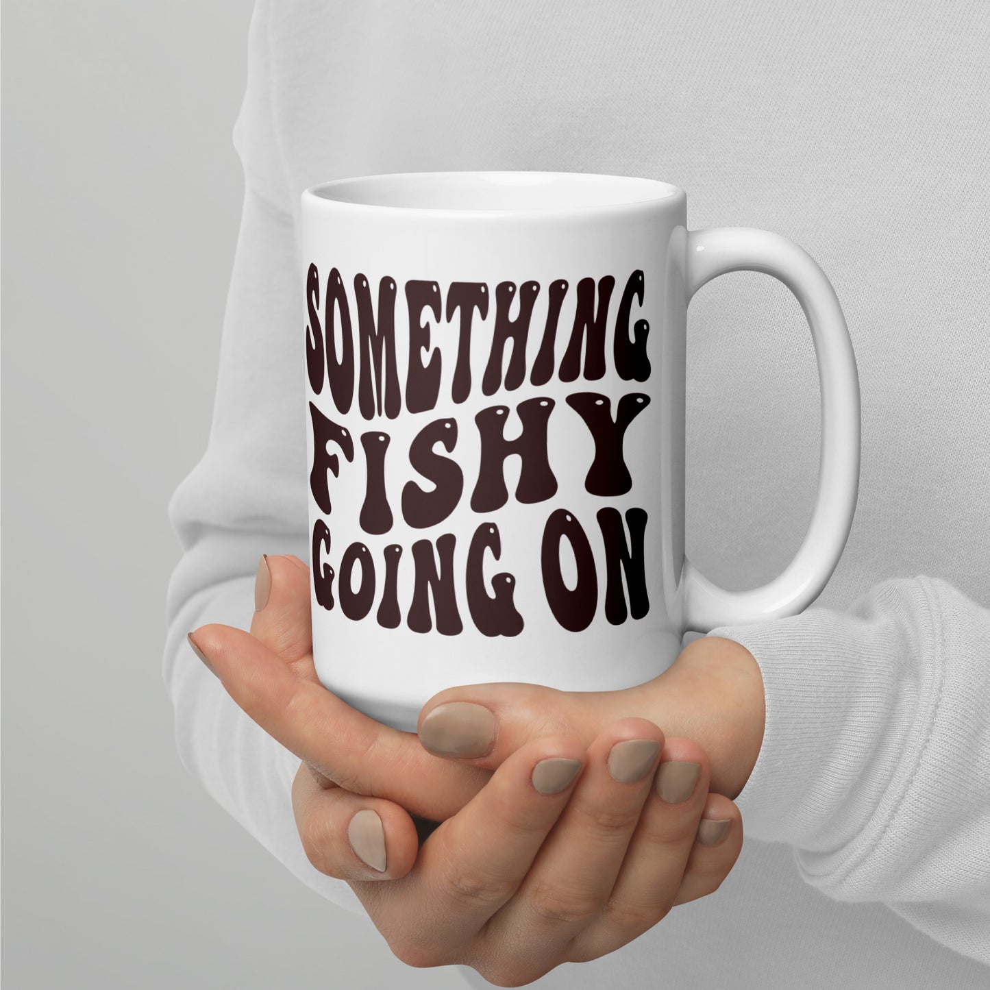 Something Fishy Going On - White glossy mug