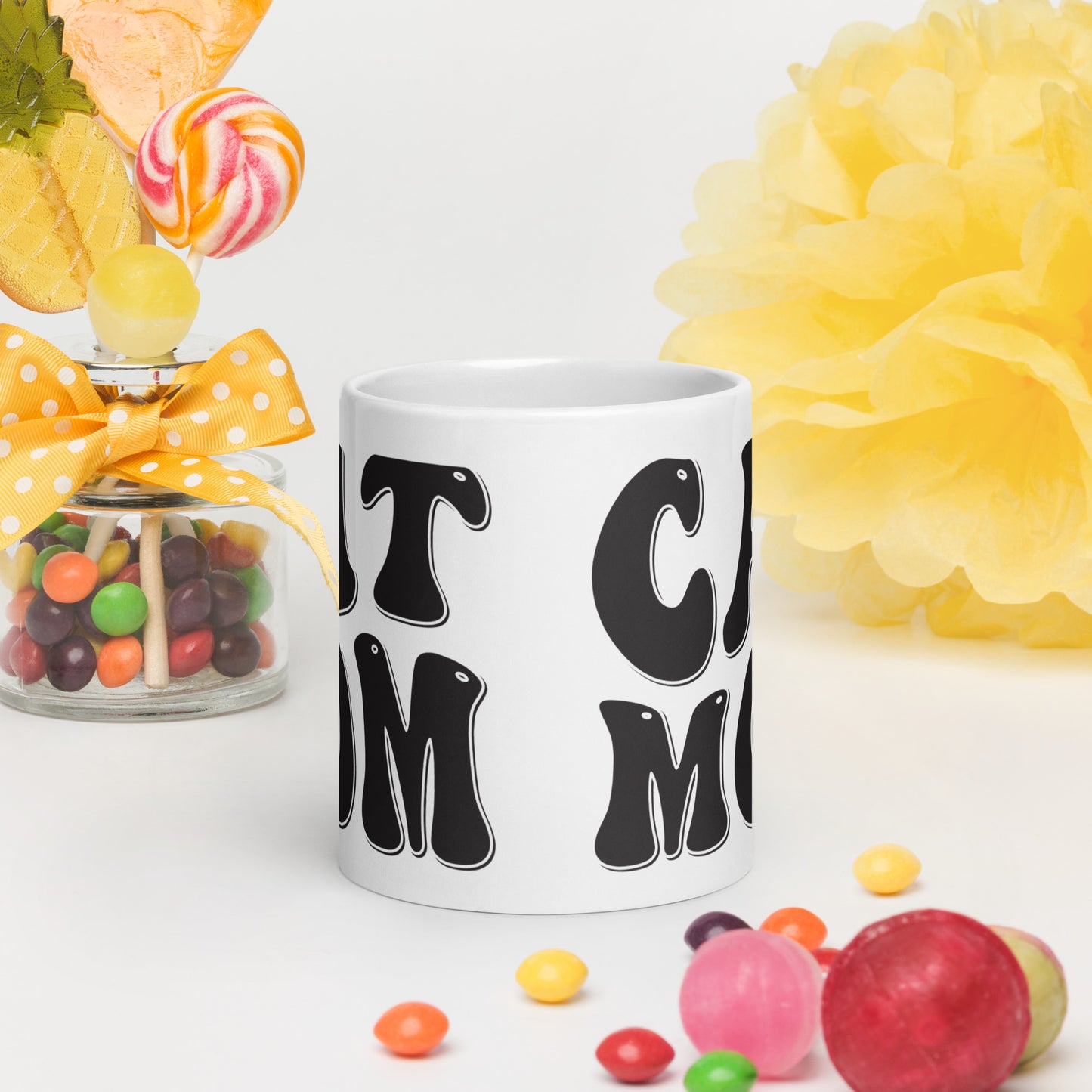 Cat Mom - White glossy mug