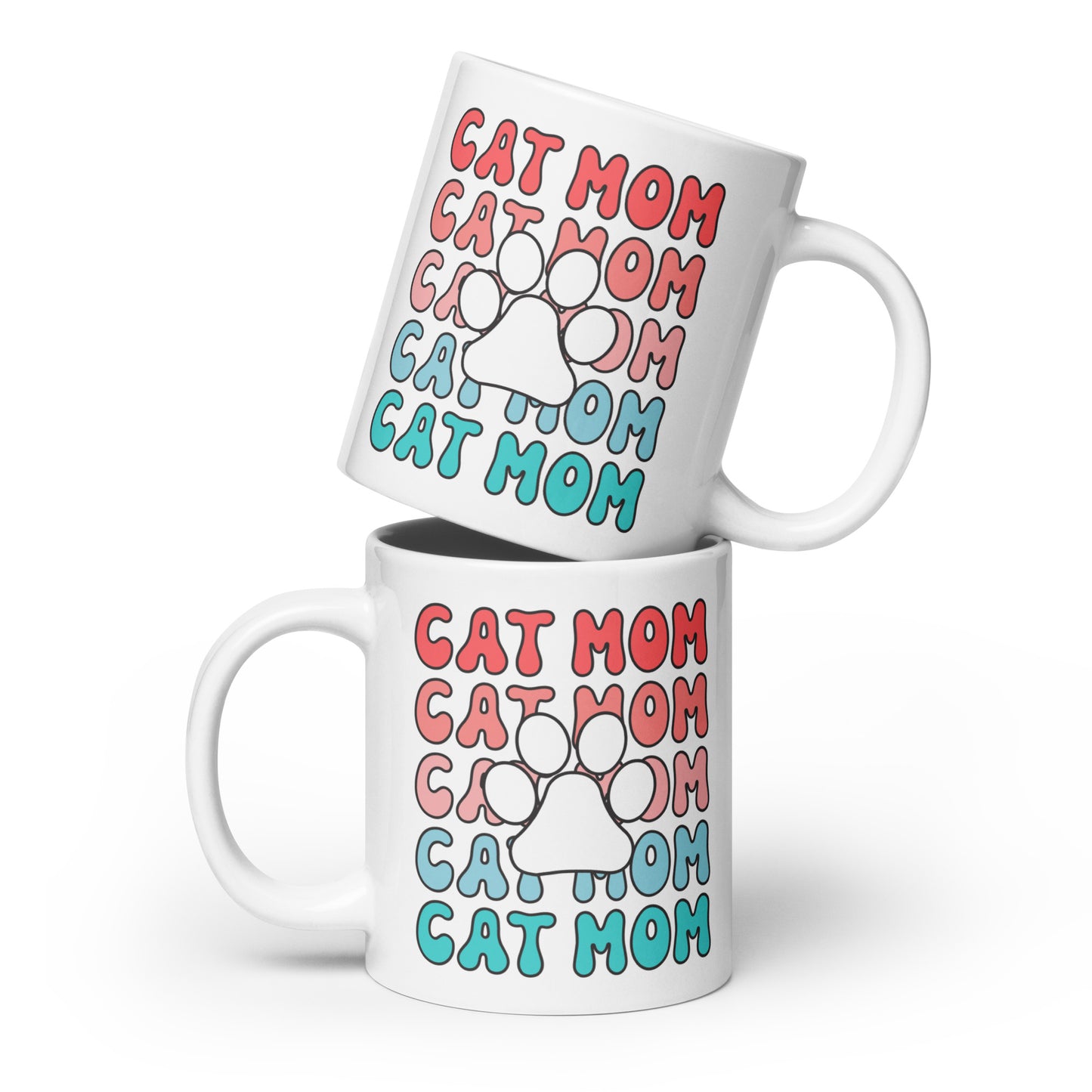 Cat Mom - White glossy mug