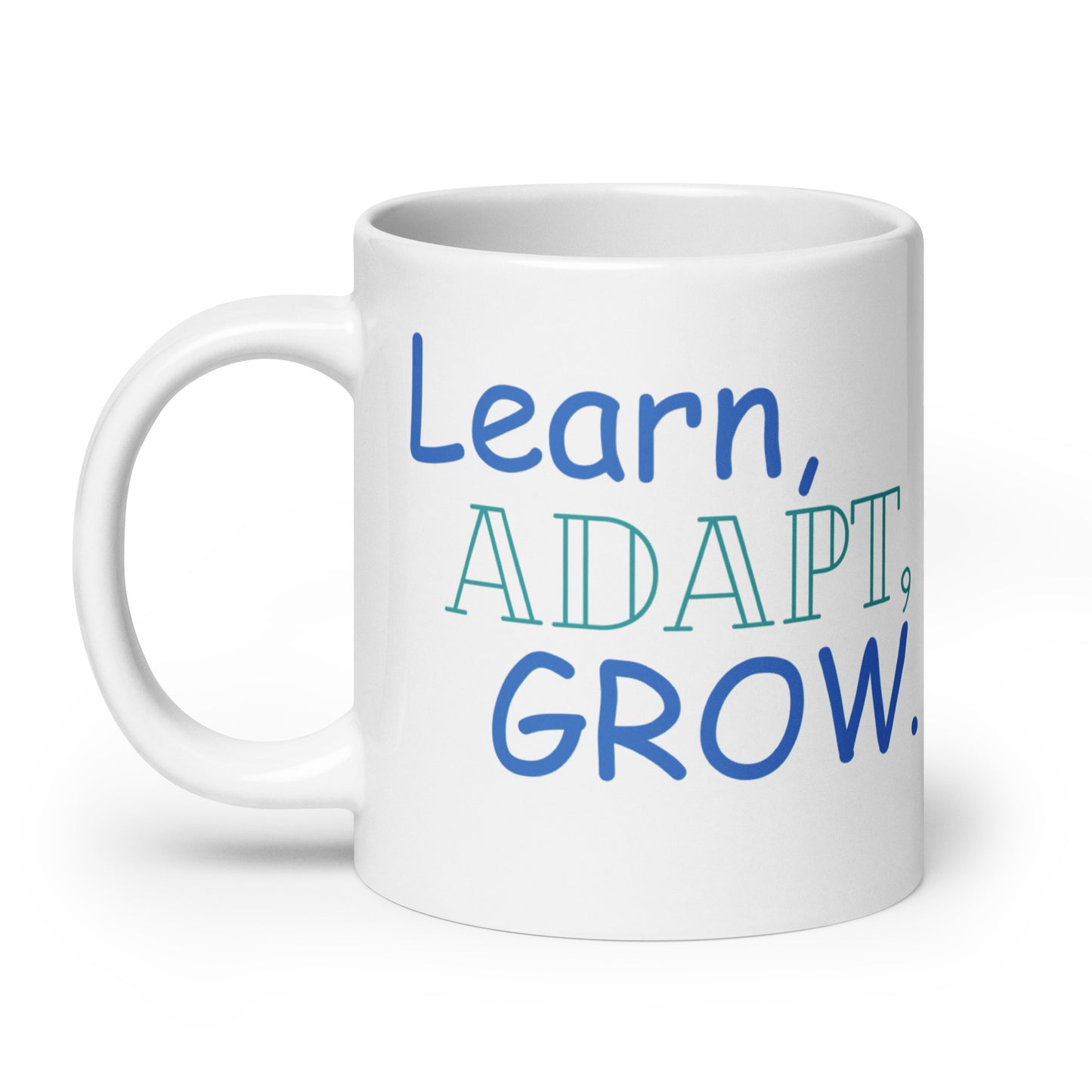 Learn-Adapt-Grow - White glossy mug