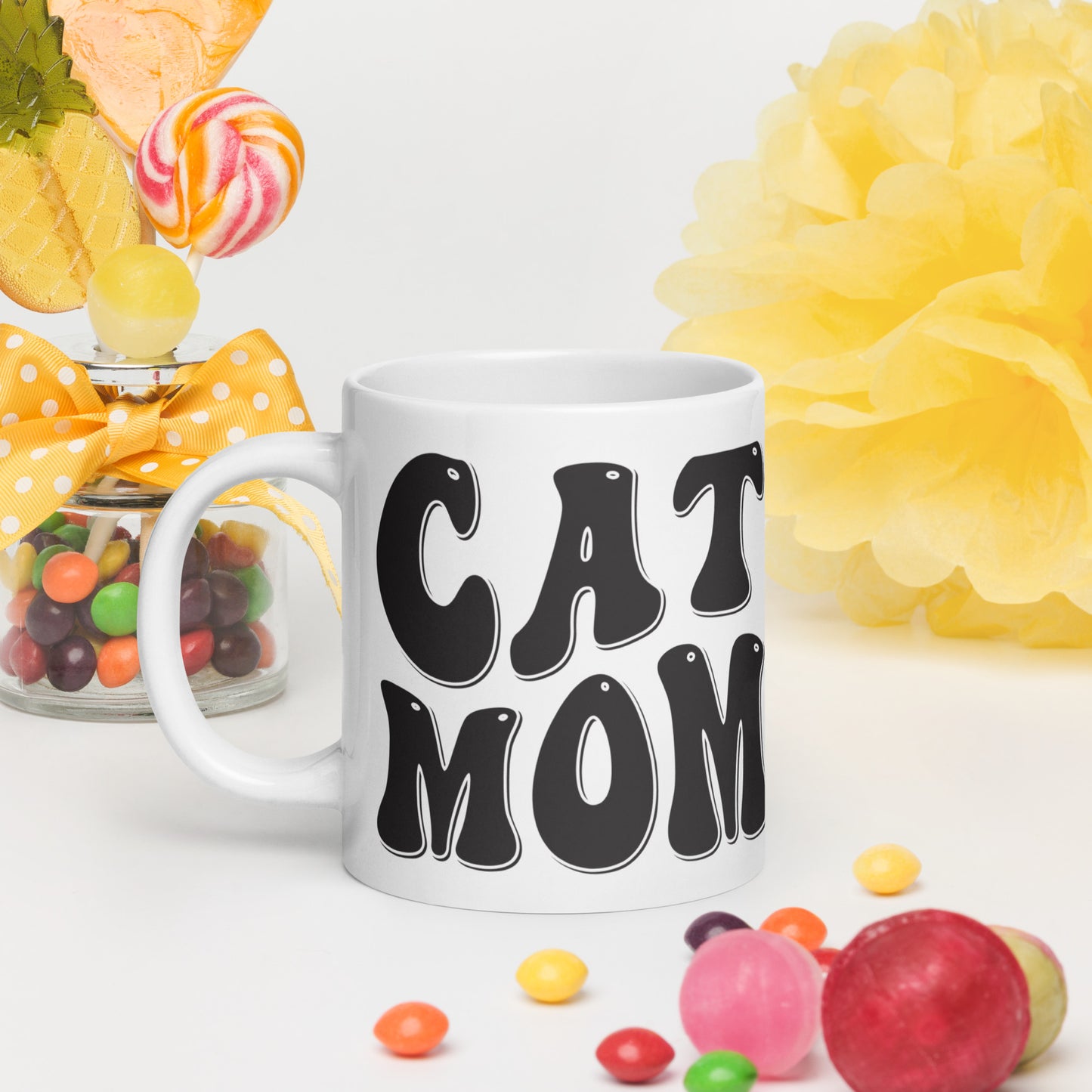 Cat Mom - White glossy mug