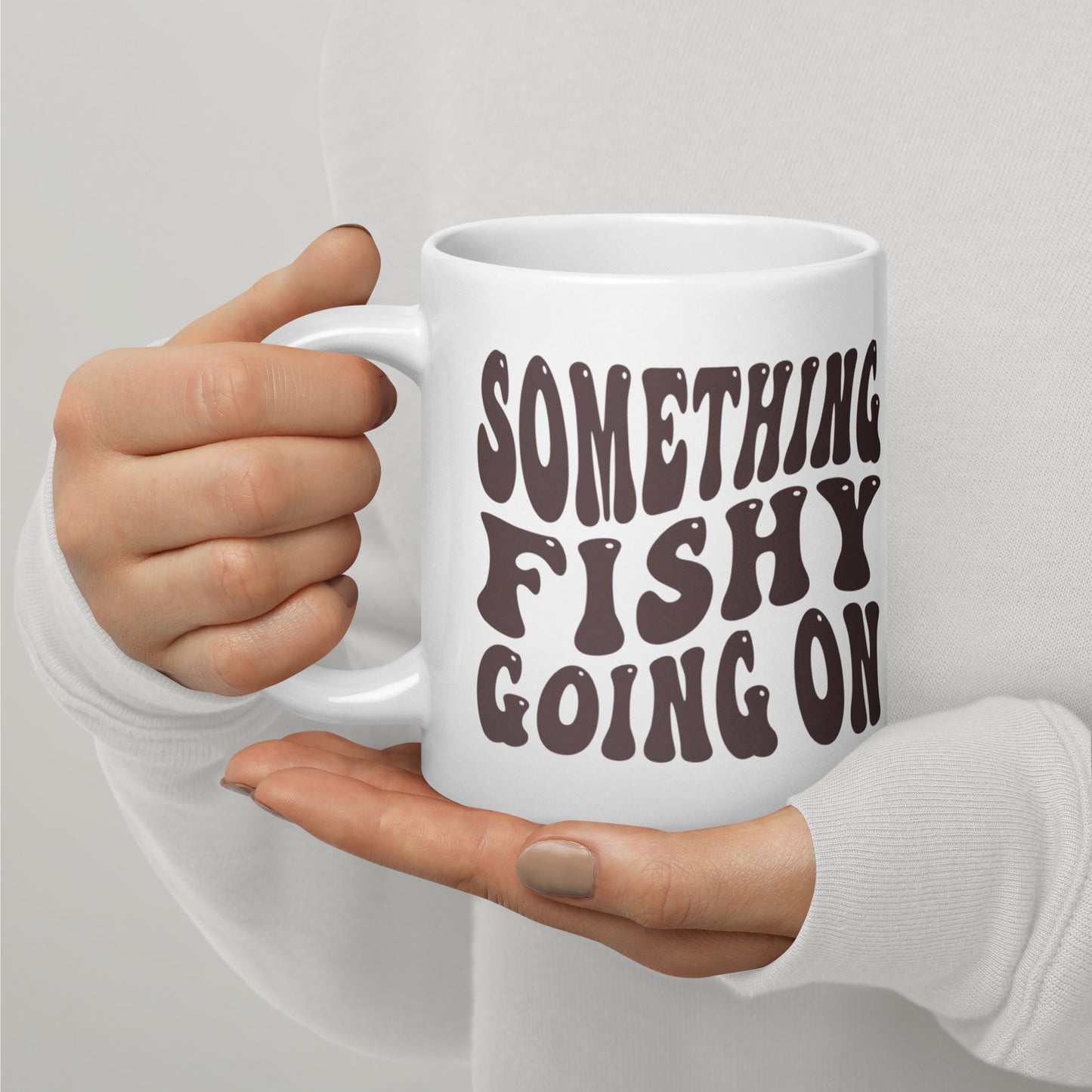 Something Fishy Going On - White glossy mug