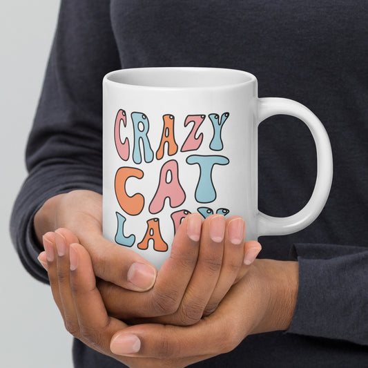 Crazy Cat Mom - White glossy mug