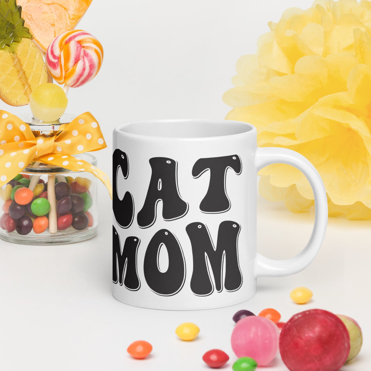 Cat Mom - White glossy mug