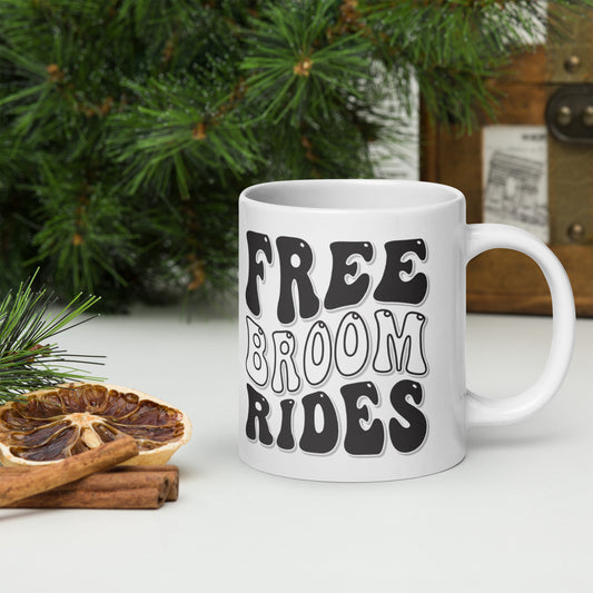 Free Broom Rides - White glossy mug