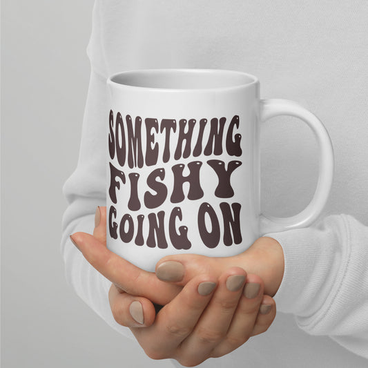 Something Fishy Going On - White glossy mug