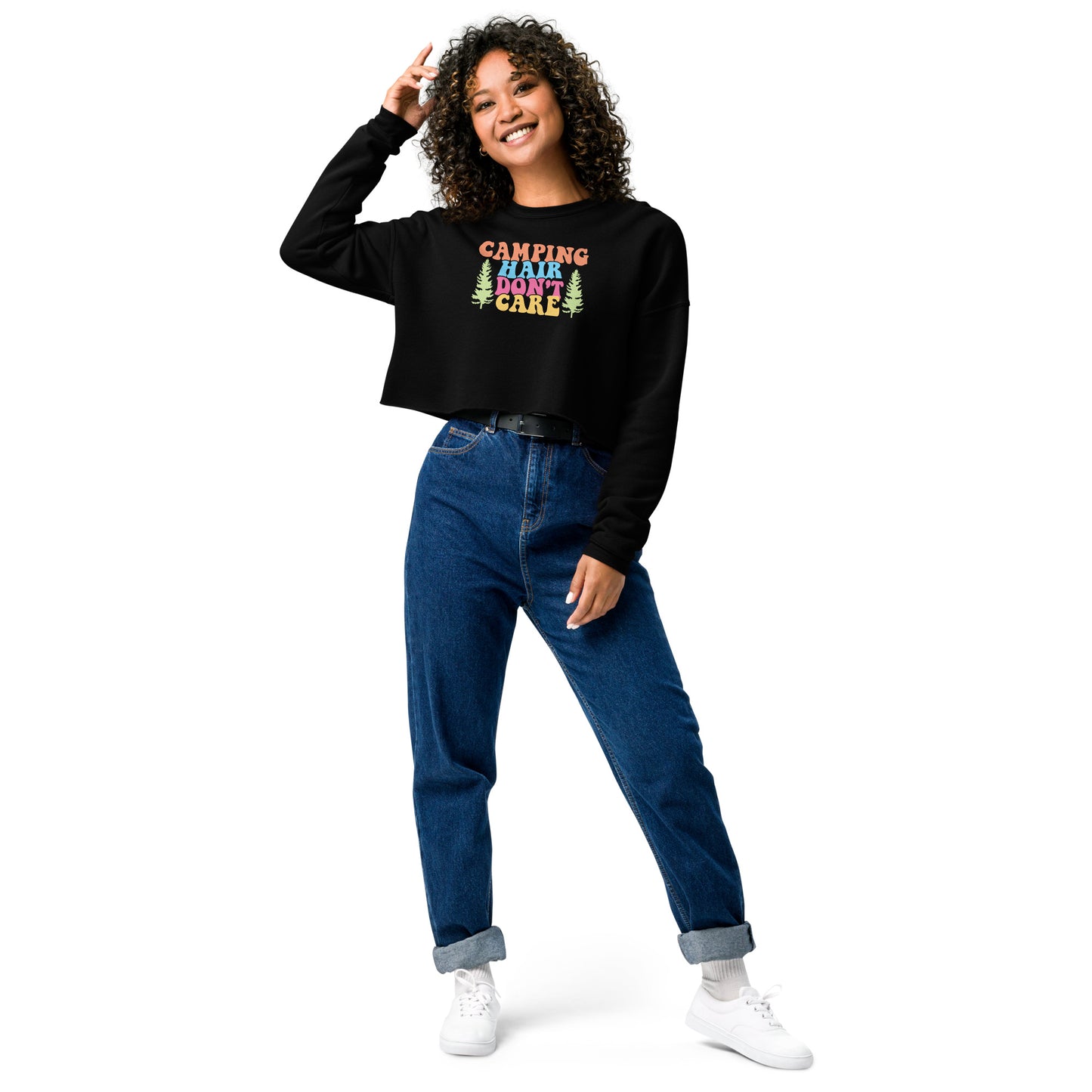 Camping Hair Don't Care - Crop Sweatshirt