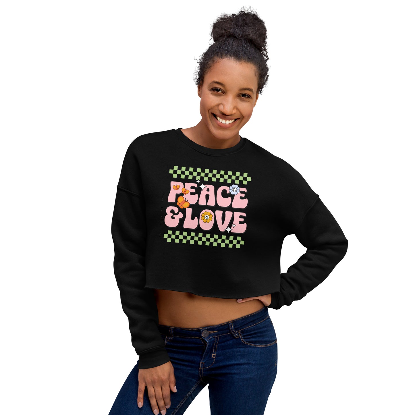 Peace And Love - Crop Sweatshirt