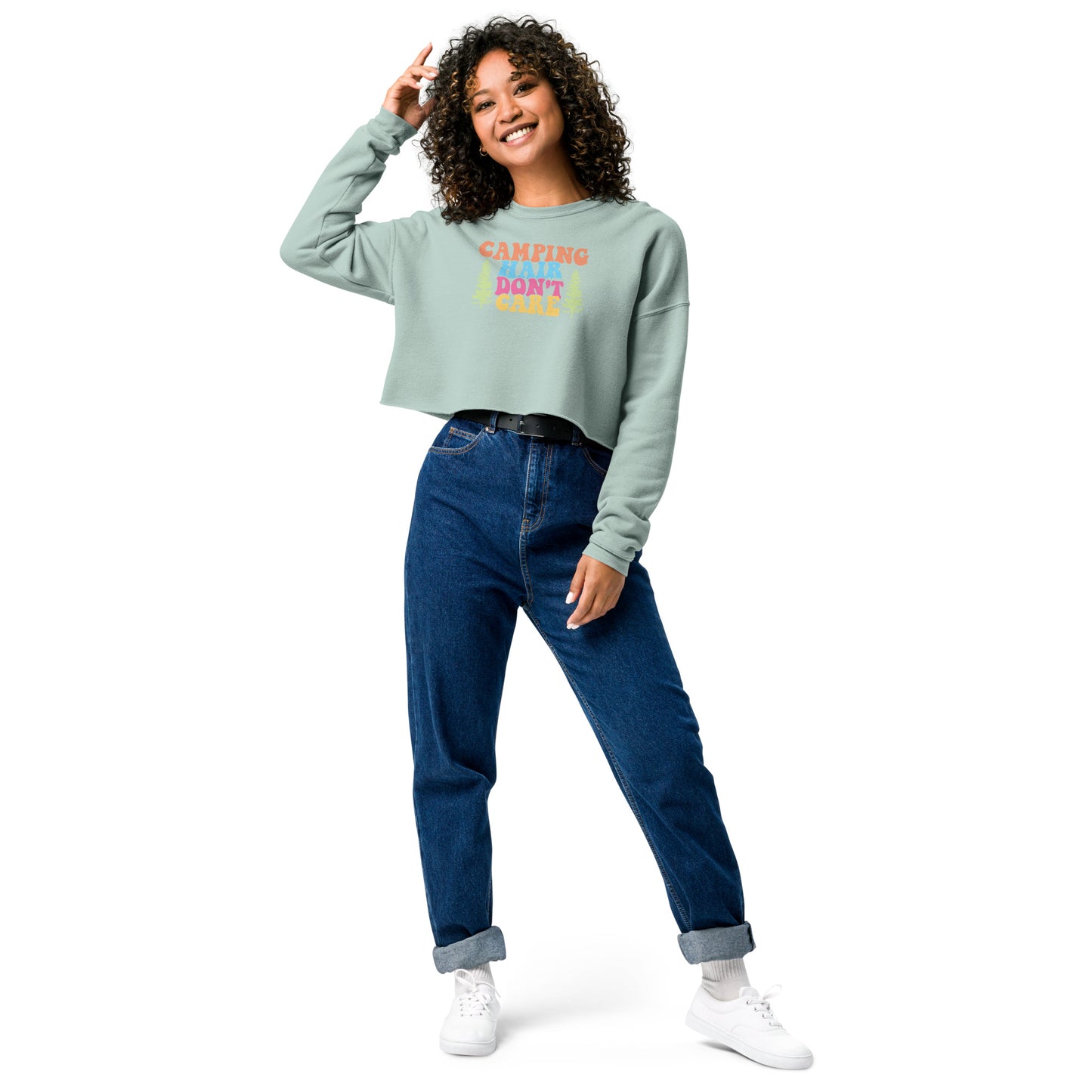 Camping Hair Don't Care - Crop Sweatshirt