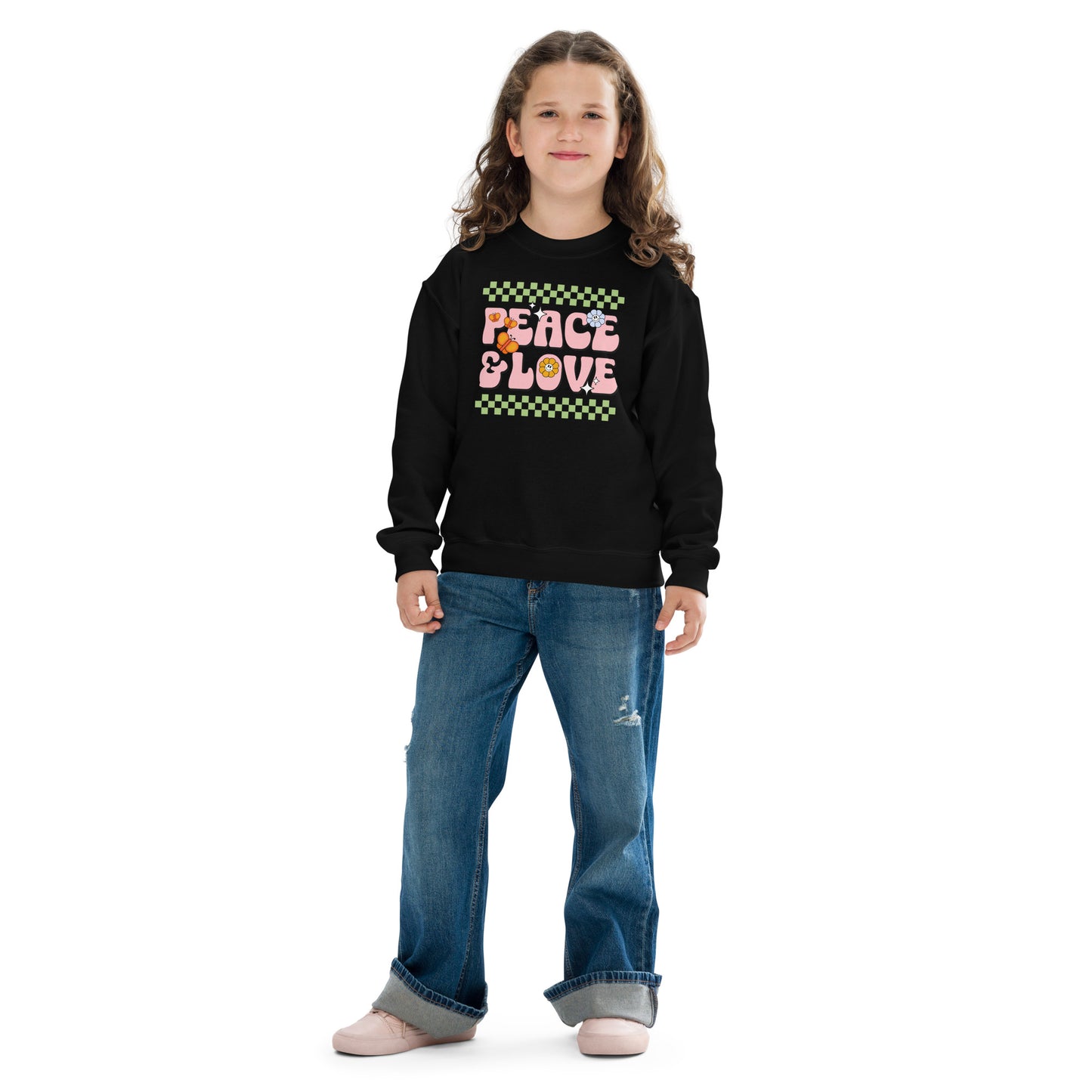 Peace And Love - Youth crewneck sweatshirt