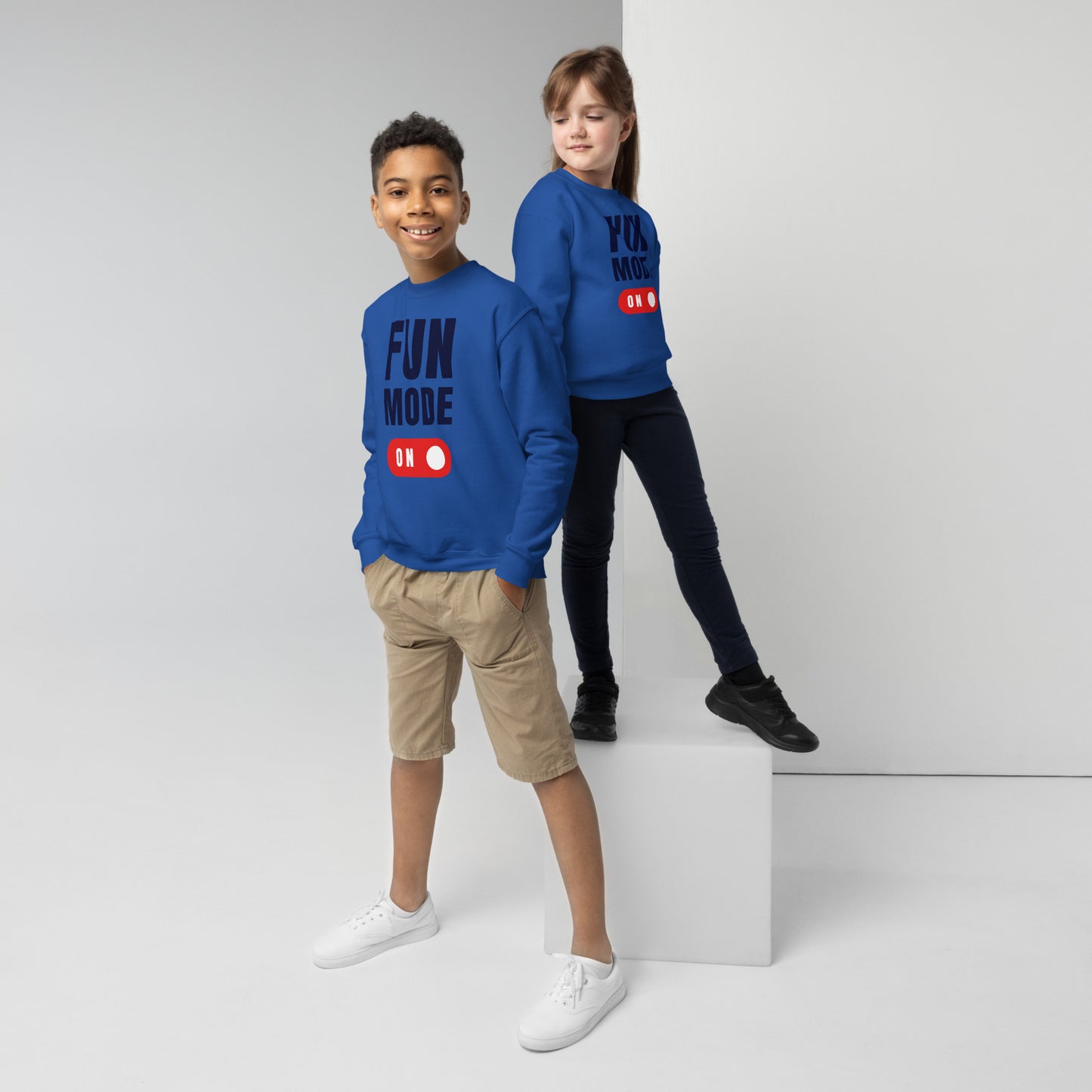 Fun Mode On - Youth crewneck sweatshirt