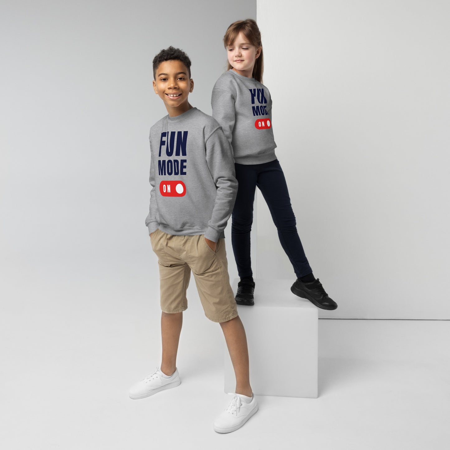 Fun Mode On - Youth crewneck sweatshirt