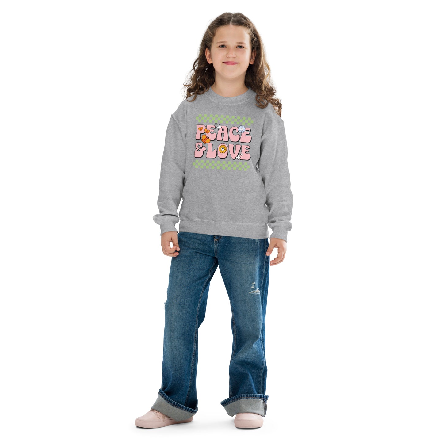 Peace And Love - Youth crewneck sweatshirt