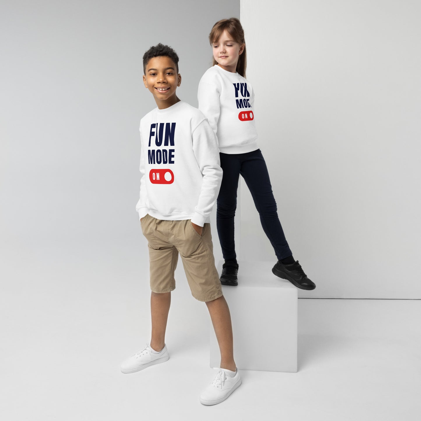 Fun Mode On - Youth crewneck sweatshirt