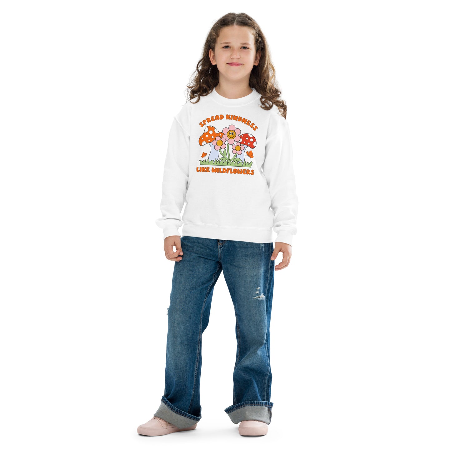 Spread Kindness Like WildFlowers - Youth crewneck sweatshirt