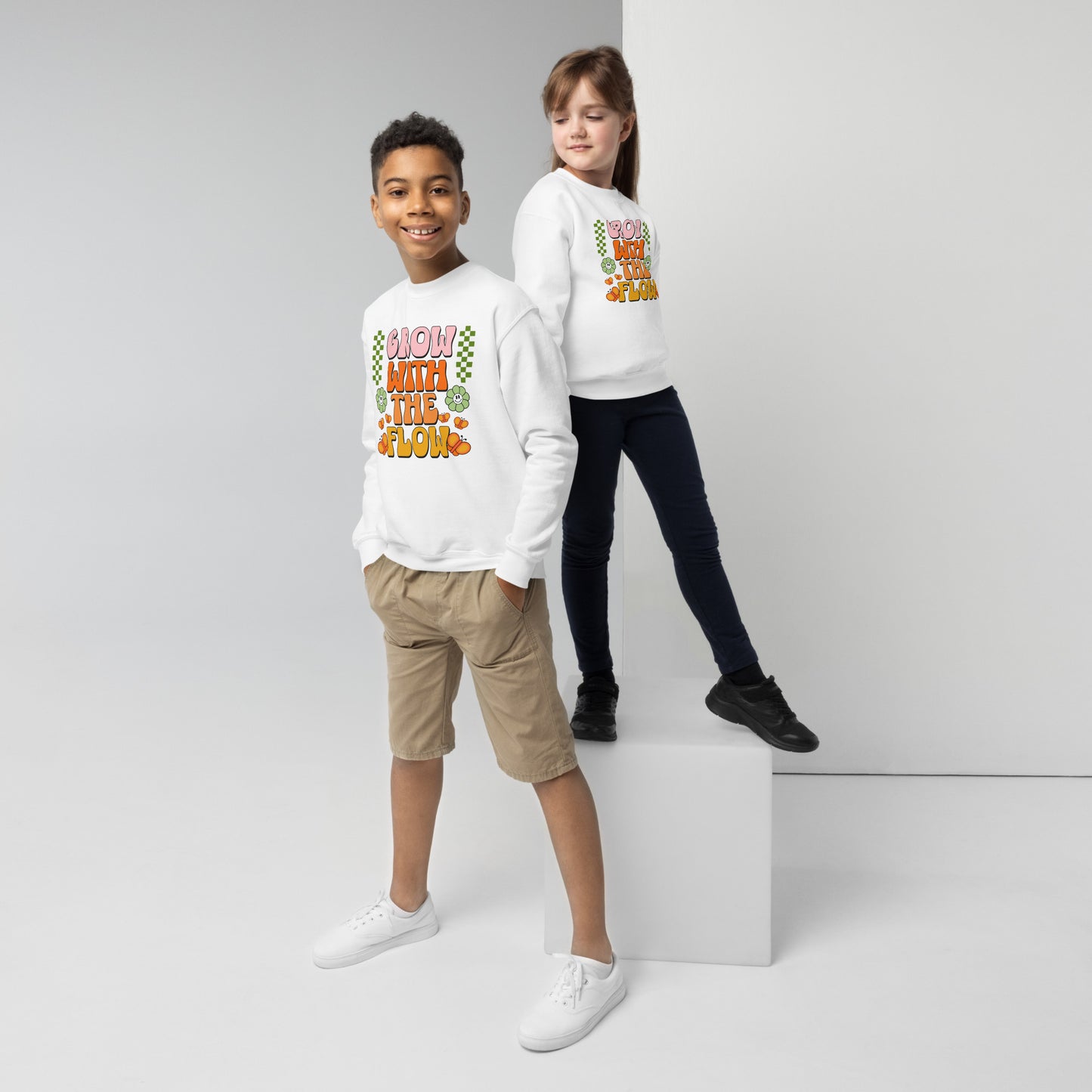 Grow With The Flow - Youth crewneck sweatshirt