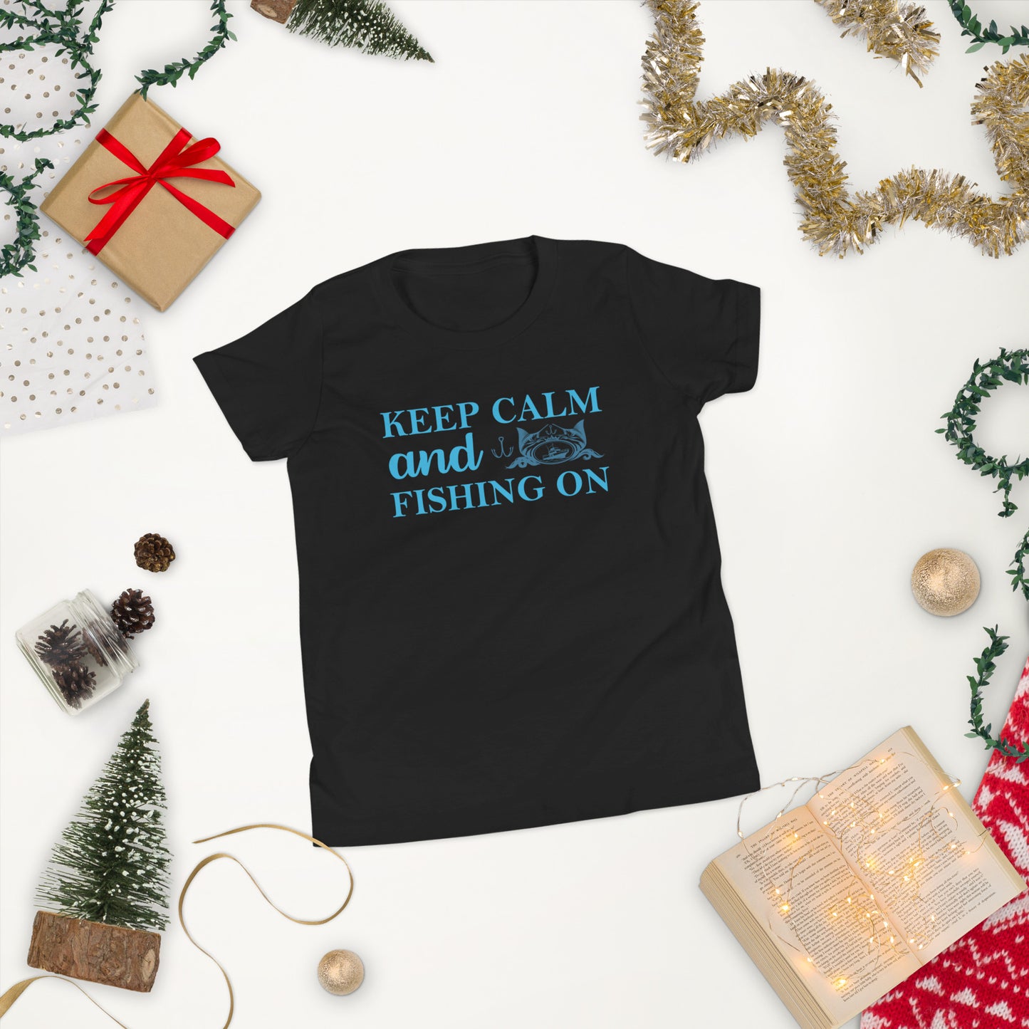 Keep Calm And Fishing On - Youth Short Sleeve T-Shirt