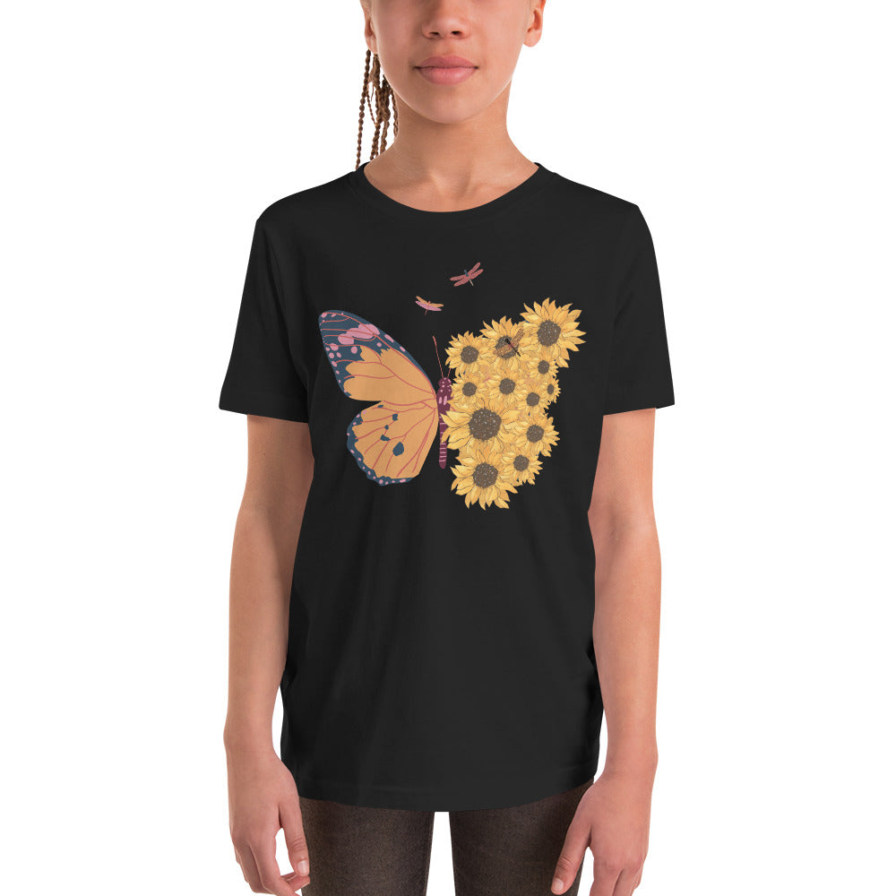 Butterfly And Sunflower - Youth Short Sleeve T-Shirt