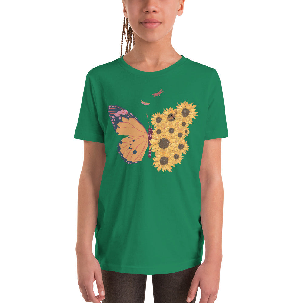 Butterfly And Sunflower - Youth Short Sleeve T-Shirt