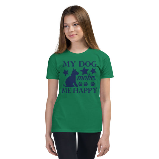 My Dog Makes Me Happy - Youth Short Sleeve T-Shirt