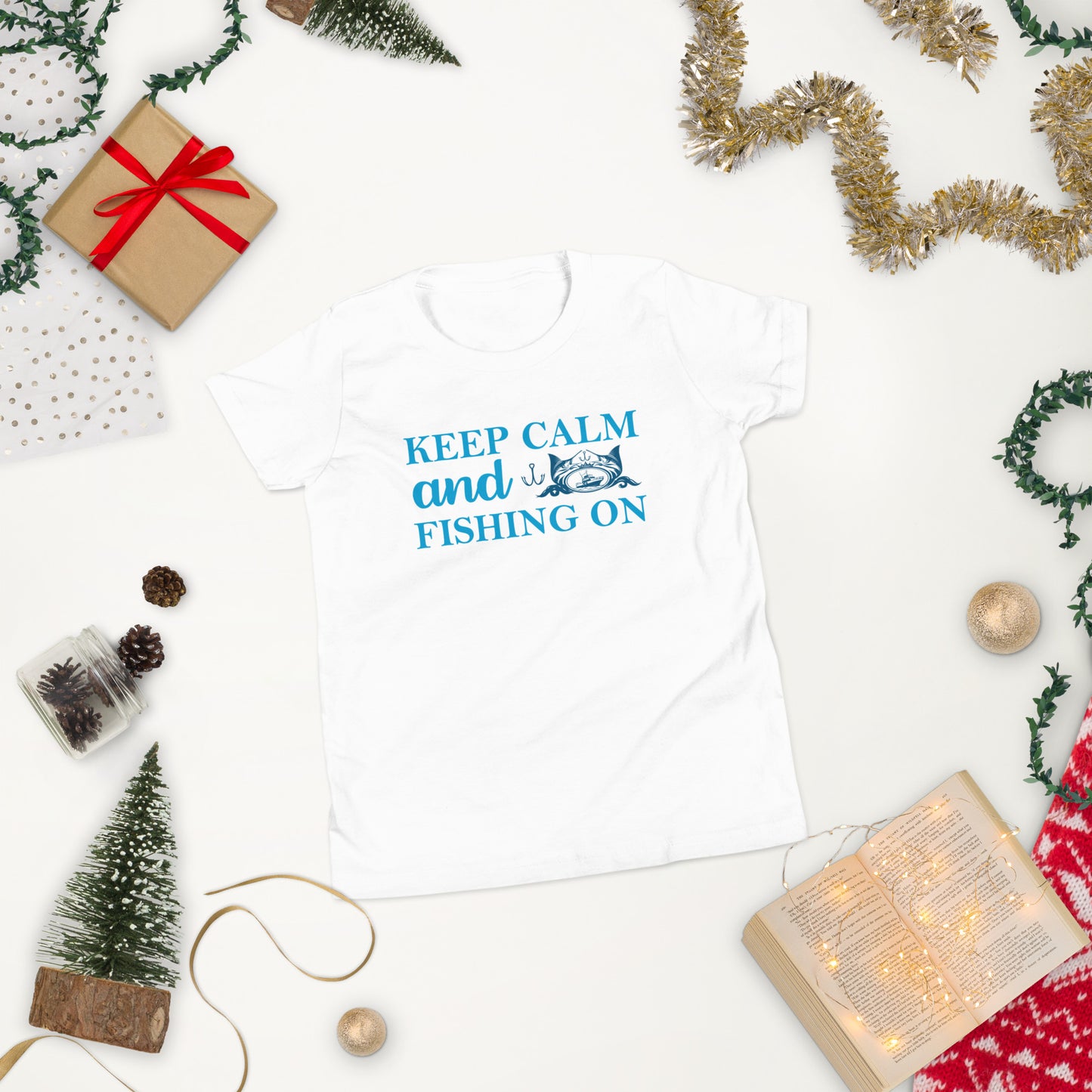 Keep Calm And Fishing On - Youth Short Sleeve T-Shirt