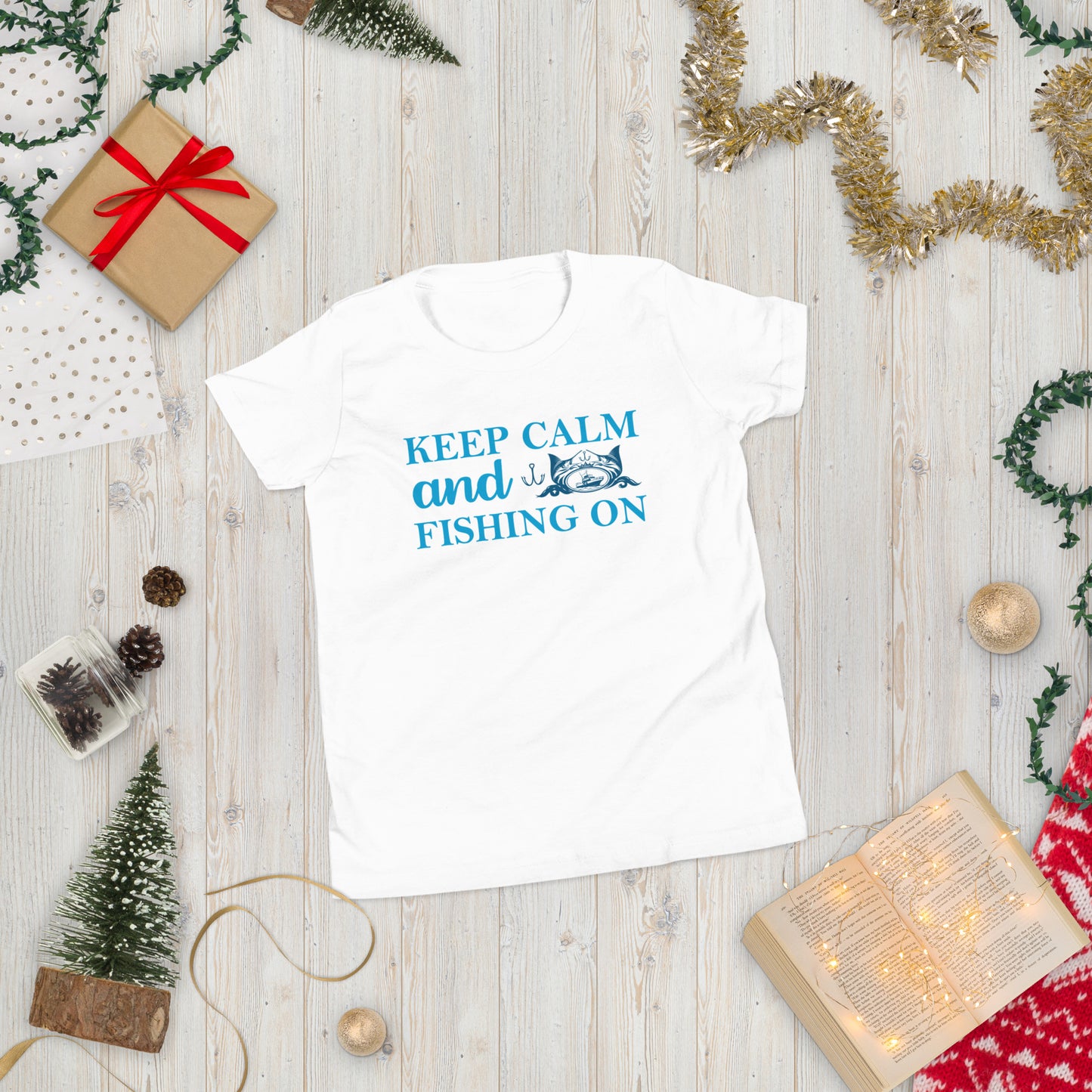 Keep Calm And Fishing On - Youth Short Sleeve T-Shirt